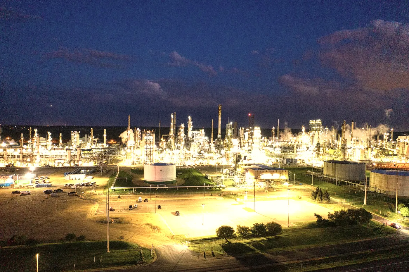Aerial view of a large construction site